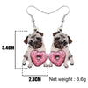 Acrylic Valentine's Day Donuts Bulldog Pug Dog Earrings Animal Drop Dangle Jewelry For Lady Girls Teens Lovers Charm Gift | Vimost Shop.