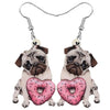 Acrylic Valentine's Day Donuts Bulldog Pug Dog Earrings Animal Drop Dangle Jewelry For Lady Girls Teens Lovers Charm Gift | Vimost Shop.