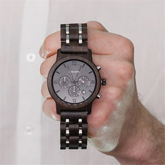 Wood Watch Men Business Watches Chronograph Military Quartz Wristwatch erkek kol saati with Gift Box