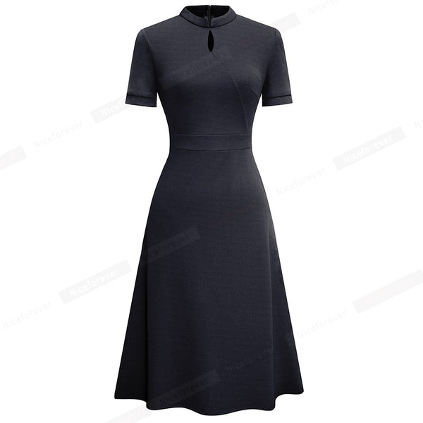 Summer Vintage Elegant Pure Color vestidos with A-Line Retro Women Dress | Vimost Shop.