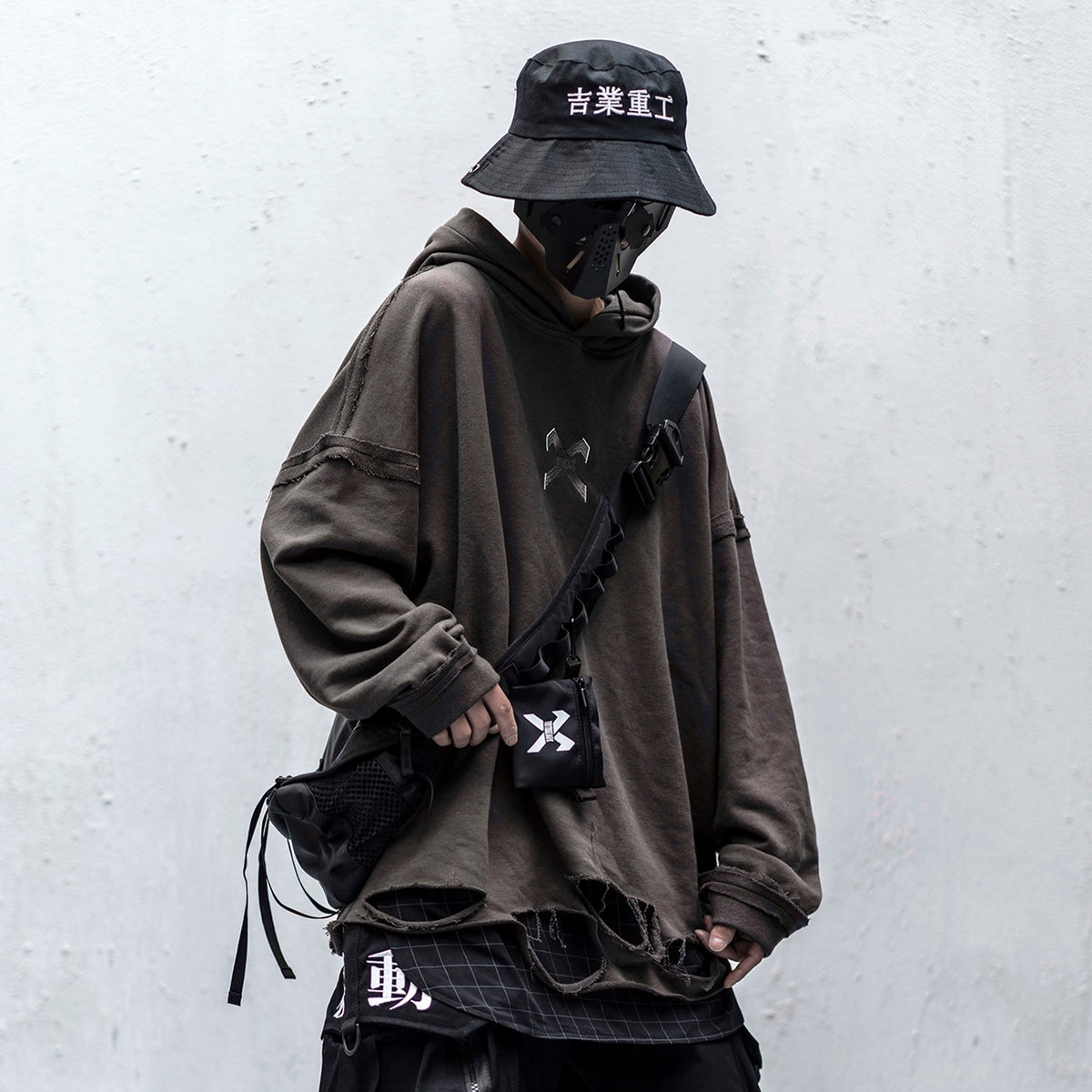 Vintage Hole Letter Printed Hoodie Men treetwear Hip Hop Loose Sweatshirts Techwear Fashion Hoodie Pulover | Vimost Shop.