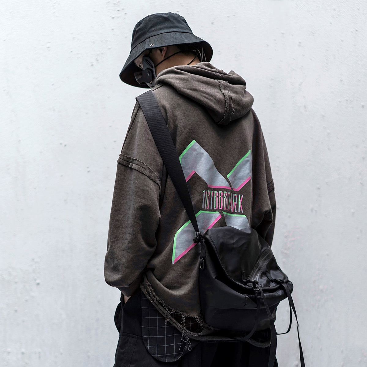 Vintage Hole Letter Printed Hoodie Men treetwear Hip Hop Loose Sweatshirts Techwear Fashion Hoodie Pulover | Vimost Shop.