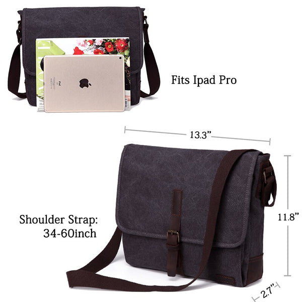 Vintage Small Messenger Bag for Men Leather Canvas Men's Crossbody Shoulder Bag for iPad Water Resistant Bag Top Brand | Vimost Shop.