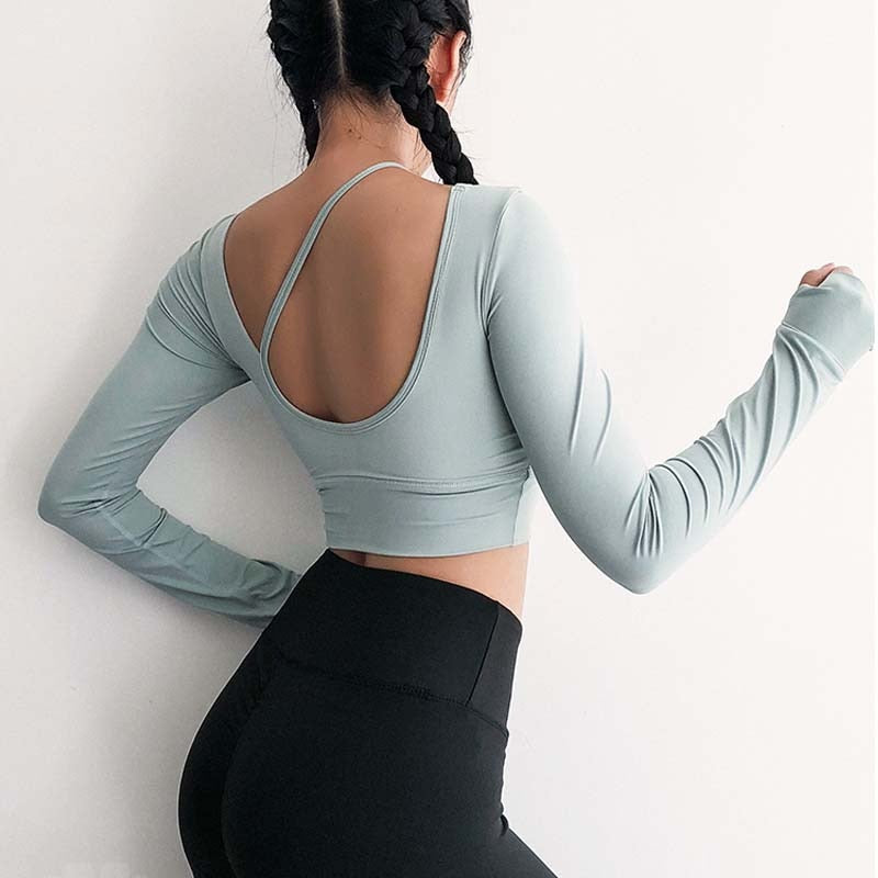 Women long sleeve Sexy Sports T-shirt running clothing | Vimost Shop.