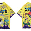 Men T Shirt Cartoon Graffiti Print Cozy Harajuku Hip Hop Style Lovers Streetwear | Vimost Shop.