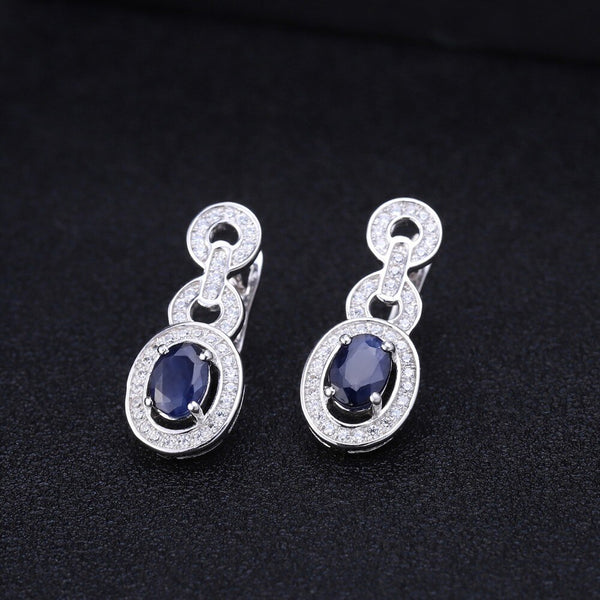 1.89Ct Natural Blue Sapphire Vintage Earrings 925 Sterling Silver Gemstone Drop Earrings For Women Wedding Jewelry | Vimost Shop.