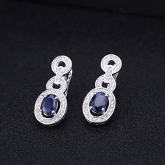 1.89Ct Natural Blue Sapphire Vintage Earrings 925 Sterling Silver Gemstone Drop Earrings For Women Wedding Jewelry | Vimost Shop.