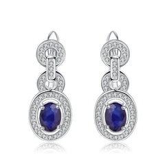 1.89Ct Natural Blue Sapphire Vintage Earrings 925 Sterling Silver Gemstone Drop Earrings For Women Wedding Jewelry | Vimost Shop.