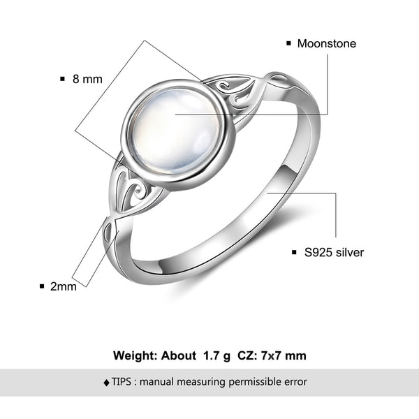 925 Sterling Silver Charm Moonstone Rings for Women Victorian Style Round Female Ring Fine Jewelry Gift for Wife | Vimost Shop.