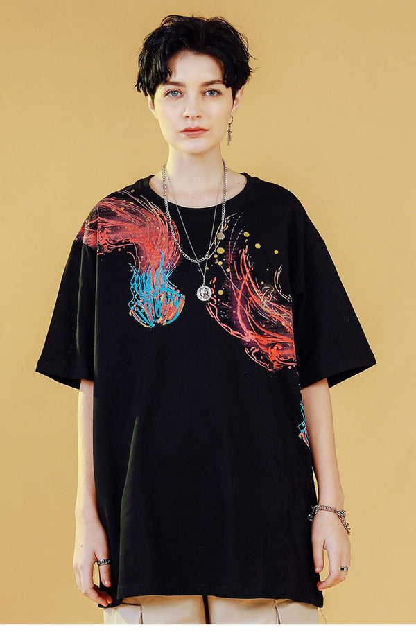 Men T Shirt Hip Hop Streetwear Colorful Jellyfish Painting Tshirt Harajuku Summer Short Sleeve | Vimost Shop.