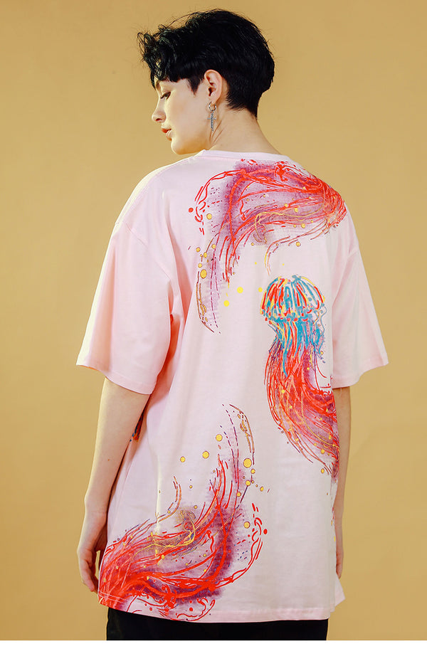 Men T Shirt Hip Hop Streetwear Colorful Jellyfish Painting Tshirt Harajuku Summer Short Sleeve | Vimost Shop.