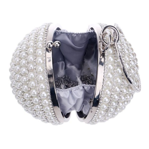 Women's Pearl Beaded Evening Bags  Pearl Beads Clutch Bags Handmade Wedding Bags Beige, Black Quality Assurance