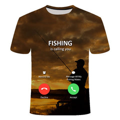 3D Print Funny Fishing Shirts Rod O-neck