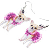 Acrylic Pink Dress Chihuahua Dog Earrings Big Long Dangle Drop Animal Jewelry For Girls Women Ladies Teen Accessories Pet | Vimost Shop.