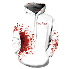 3D Print Wound Horror Blood Hoodies Sweatshirts Women Men I'M FINE Letter Hoodie Jumper Tracksuit Pullover Cosplay Women Tops | Vimost Shop.