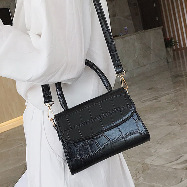 Women Crossbody Bag Retro Pure Color Vintage Leather Handbag Messenger Simple Crossbody Bag Black  Small Square Package | Vimost Shop.