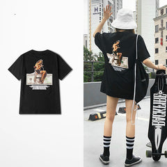 American Style Retro Kanye West Coast Sexy Girl Dollars Print T-Shirt | Vimost Shop.