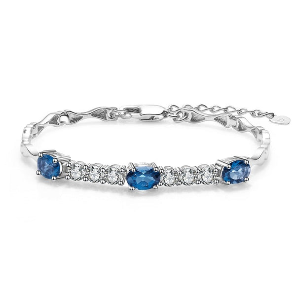 Natural London Blue Topaz  Bracelet 925 Sterling Silver Gemstone Bracelets&bangles For Women Fine Jewelry | Vimost Shop.