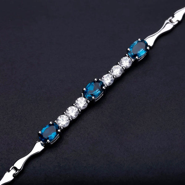 Natural London Blue Topaz  Bracelet 925 Sterling Silver Gemstone Bracelets&bangles For Women Fine Jewelry | Vimost Shop.