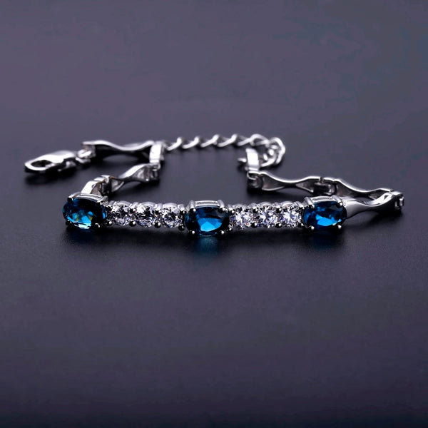 Natural London Blue Topaz  Bracelet 925 Sterling Silver Gemstone Bracelets&bangles For Women Fine Jewelry | Vimost Shop.