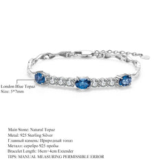 Natural London Blue Topaz  Bracelet 925 Sterling Silver Gemstone Bracelets&bangles For Women Fine Jewelry | Vimost Shop.