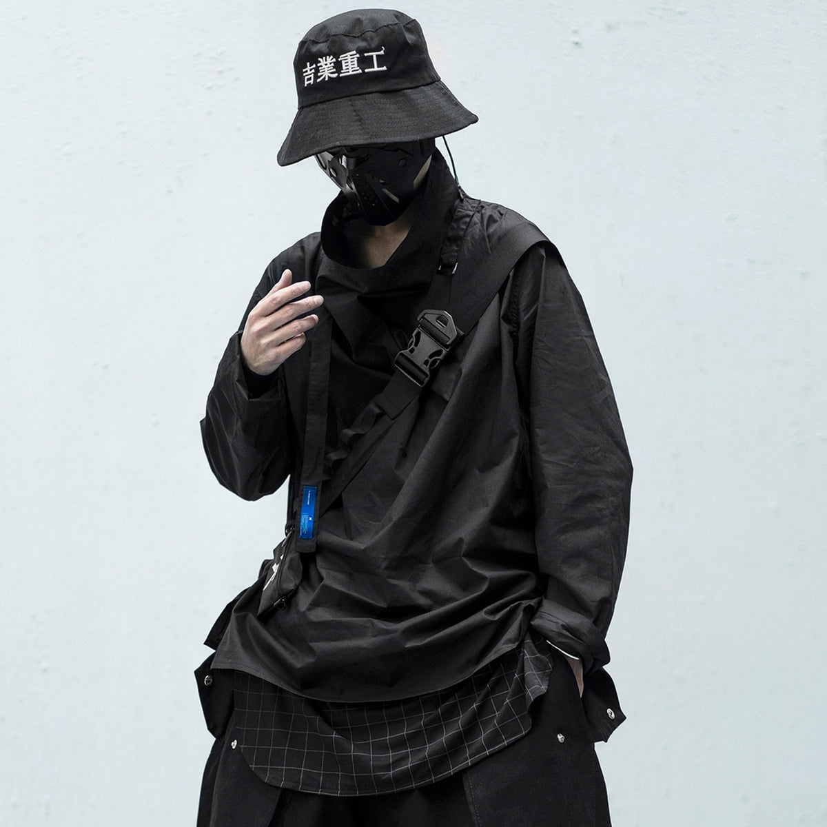Solid Dark Pile Pile Collar Long Sleeve Hip Hop Streetwear Letter Embroidery Pullover Techwear Fashion Tops | Vimost Shop.