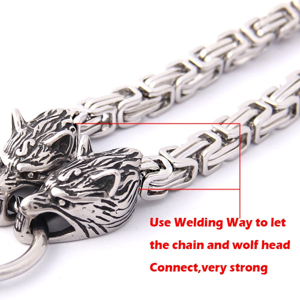 New Arrival Stainless steel making Never fade Viking wolf necklace with thor hammer pendant as christmas gift | Vimost Shop.