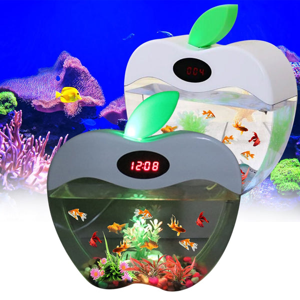 Aquarium USB Mini Aquarium with LED Night Light LCD Display Screen and Clock Fish Tank Personalise Aquarium Tank Fish Bowl D20 | Vimost Shop.
