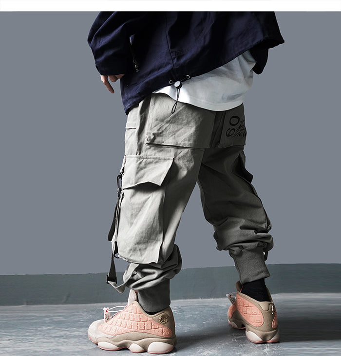 Techwear Cargo Pants Men Multi Pockets Hip Hop Casual Streetwear Trousers Joggers Elastic Waist Sweatpants | Vimost Shop.