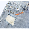 Men Broken Hole Trousers Cute Letter Print Jeans High Street Casual Streetwear | Vimost Shop.