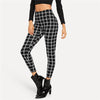 Wide Waist Plaid Leggings Elegant Office Lady Skinny Women Autumn Workwear Highstreet Minimalist Leggings | Vimost Shop.