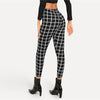 Wide Waist Plaid Leggings Elegant Office Lady Skinny Women Autumn Workwear Highstreet Minimalist Leggings | Vimost Shop.