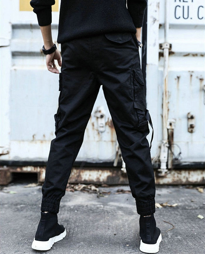 Streetwear Ribbons Casual Pants Men Black Slim Mens Joggers Pants Side-pockets Cotton Camouflage Man Trousers | Vimost Shop.