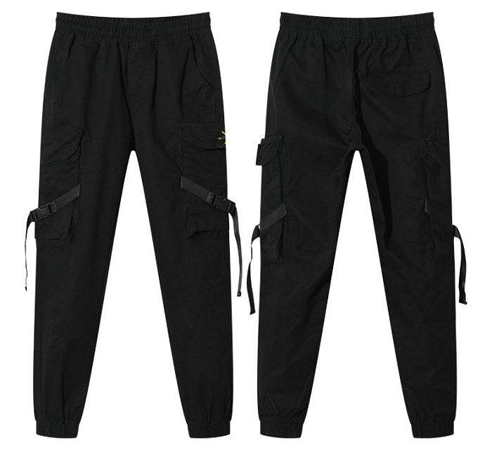 Streetwear Ribbons Casual Pants Men Black Slim Mens Joggers Pants Side-pockets Cotton Camouflage Man Trousers | Vimost Shop.