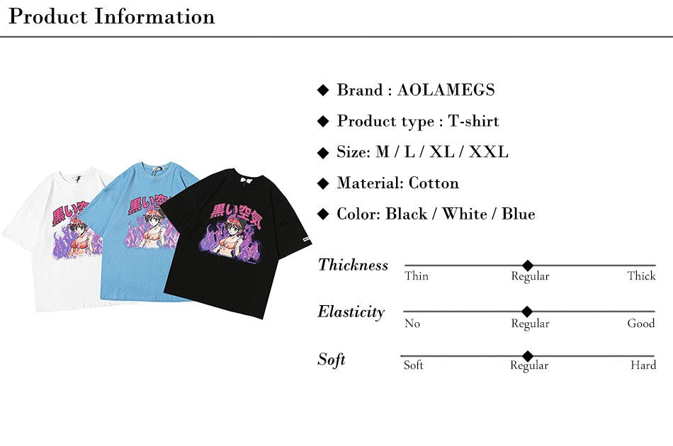 Girl Comics Kanji Printing Harajuku Japanese T Shirt Cartoon  Streetwear | Vimost Shop.