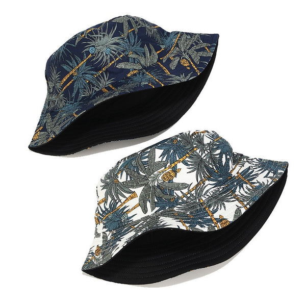 Two Side Reversible Coconut Tree Bucket Hat Unisex Printing Hip Hop Hat For Women Men Panama Cap Summer Fisherman Hat | Vimost Shop.