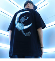 Men Hip Hop T Shirt Lightning Skull Moon Streetwear T-Shirt | Vimost Shop.