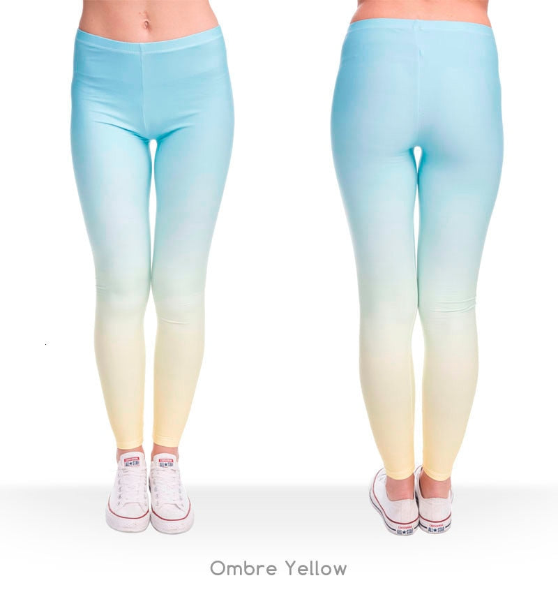 Hot sales Fashion Ombre Yellow Printed Women's Slim fit Legging workout Trousers Casual Polyester Pants Leggings | Vimost Shop.