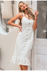 Elegant white lace women dress Sexy spaghetti strap female ruffle | Vimost Shop.