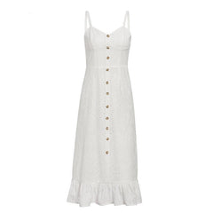 Elegant white lace women dress Sexy spaghetti strap female ruffle | Vimost Shop.