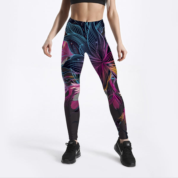 New Fashion Women Leggings Floral Petal Digital Color Printed Leggings Sexy Workout Fitness Pants Casual Streetwears | Vimost Shop.