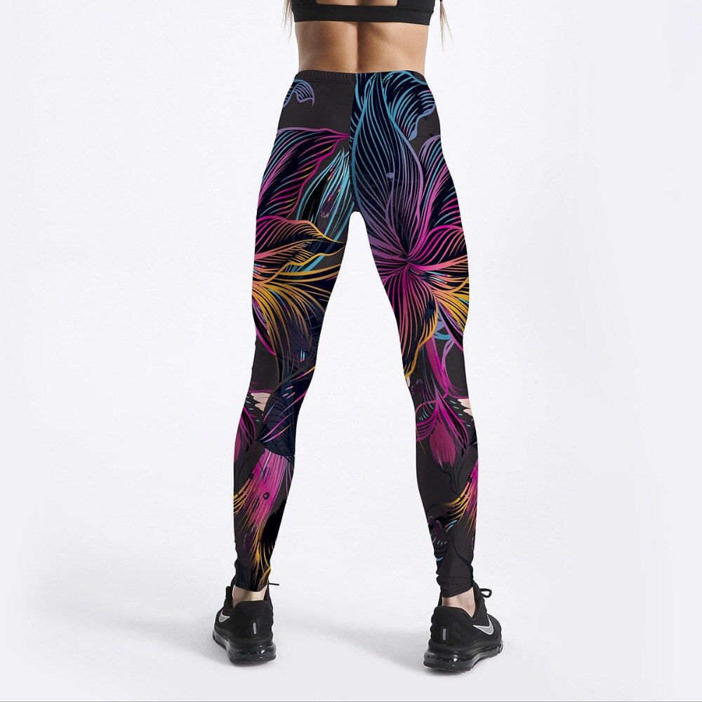 New Fashion Women Leggings Floral Petal Digital Color Printed Leggings Sexy Workout Fitness Pants Casual Streetwears | Vimost Shop.