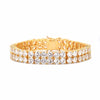 Mens Zircon Tennis Bracelet Chain Charm Hip Hop Style Fashion Jewelry Iced Finish 2 Row Gold Color Tone AAA CZ Bracelet Link 8" | Vimost Shop.
