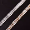 Mens Zircon Tennis Bracelet Chain Charm Hip Hop Style Fashion Jewelry Iced Finish 2 Row Gold Color Tone AAA CZ Bracelet Link 8" | Vimost Shop.