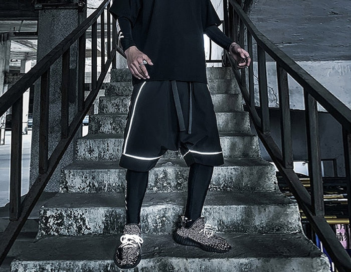 Reflective Hip Hop Shorts Mens  Summer Tactical Knee Length Male Short Pants Joggers Streetwear Cargo Shorts | Vimost Shop.