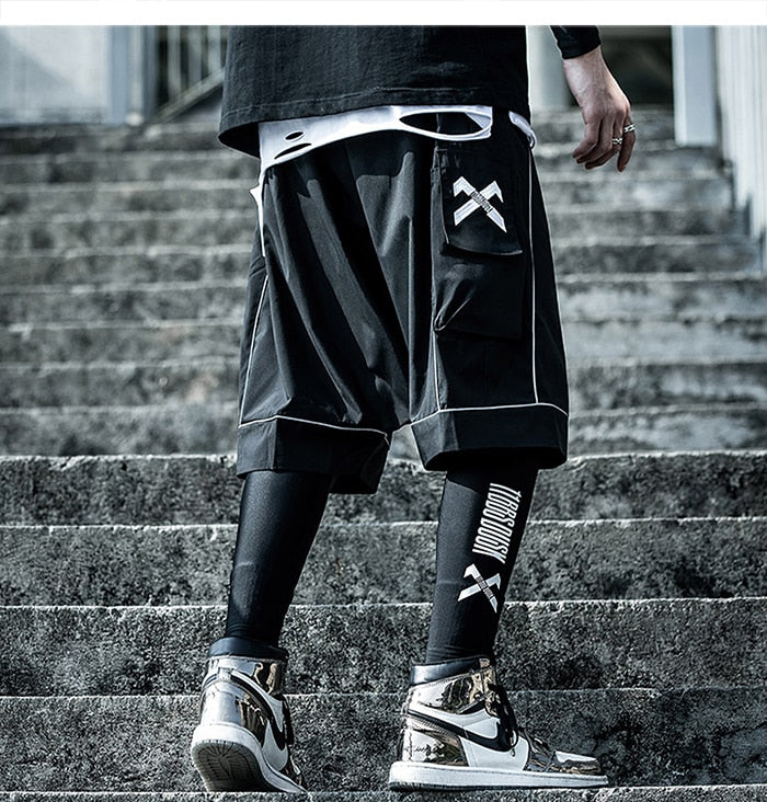 Reflective Hip Hop Shorts Mens  Summer Tactical Knee Length Male Short Pants Joggers Streetwear Cargo Shorts | Vimost Shop.