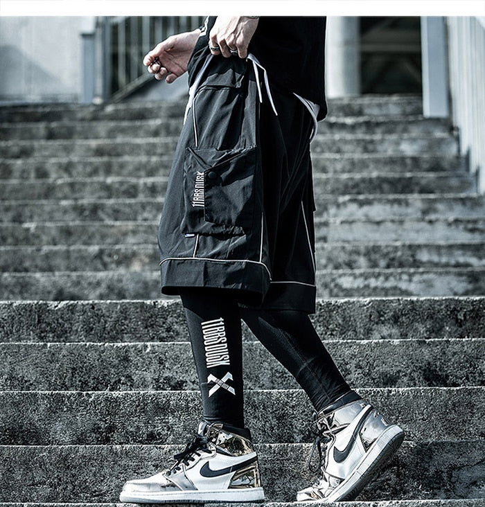 Reflective Hip Hop Shorts Mens  Summer Tactical Knee Length Male Short Pants Joggers Streetwear Cargo Shorts | Vimost Shop.
