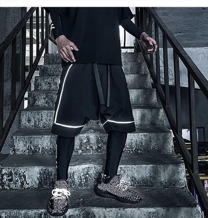 Reflective Hip Hop Shorts Mens  Summer Tactical Knee Length Male Short Pants Joggers Streetwear Cargo Shorts | Vimost Shop.