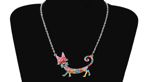 Statement Maxi Enamel Kitten Cat Choker Necklace Alloy Pendant Chain Collar Animal Pets Accessories Jewelry For Women | Vimost Shop.