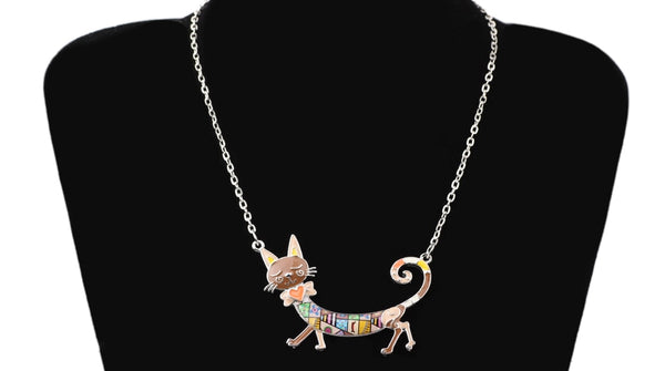 Statement Maxi Enamel Kitten Cat Choker Necklace Alloy Pendant Chain Collar Animal Pets Accessories Jewelry For Women | Vimost Shop.